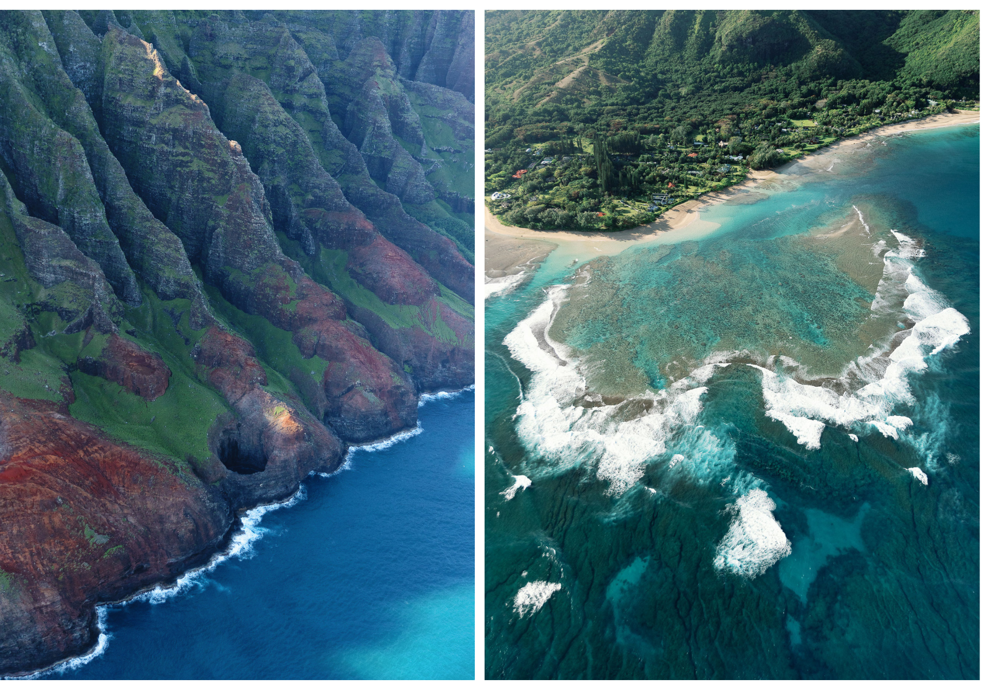 Images of Kauai from the air.