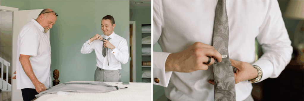 Groom and dad gets ready for wedding on Kauai.