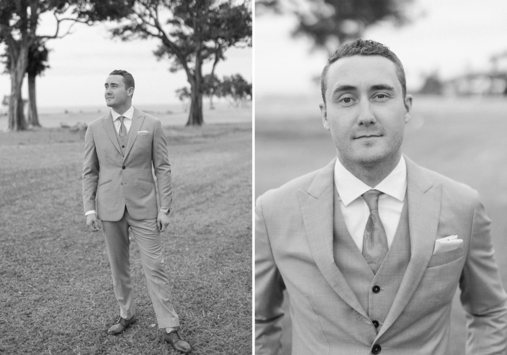 Groom in his suit for the wedding.