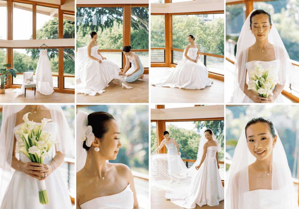 Bride gets ready for her wedding on Kauai.