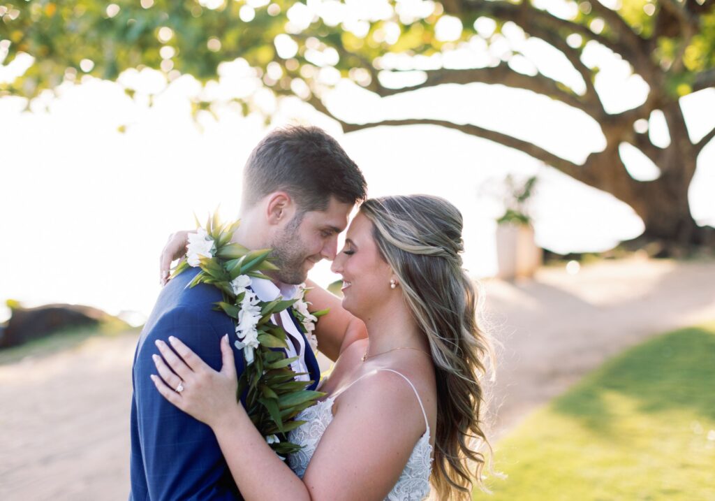 Bride and groom at Kauai Wedding