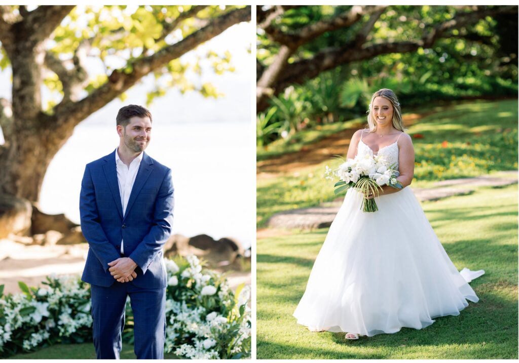 Bride and Groom at 1 Hotel Hanalei Bay